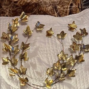 2 pcs. Brass Gold Leaf Garland Decor plus 2 large leafs